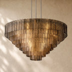 Sirena Glass Round Chandelier - Satin Nickel / 52’’ / Smoke