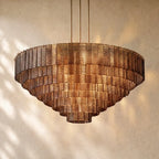Sirena Glass Round Chandelier - Satin Nickel / 65’’ / Smoke