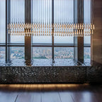 Soltairan Linear Chandelier - Raindrop Pendant Lighting - 120” 120-Light / Black