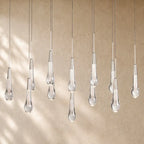 Soltairan Linear Chandelier - Raindrop Pendant Lighting - 37“ 12-Light / Nickel