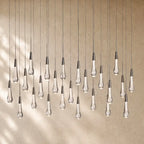 Soltairan Linear Chandelier - Raindrop Pendant Lighting - 50” 25-Light / Black