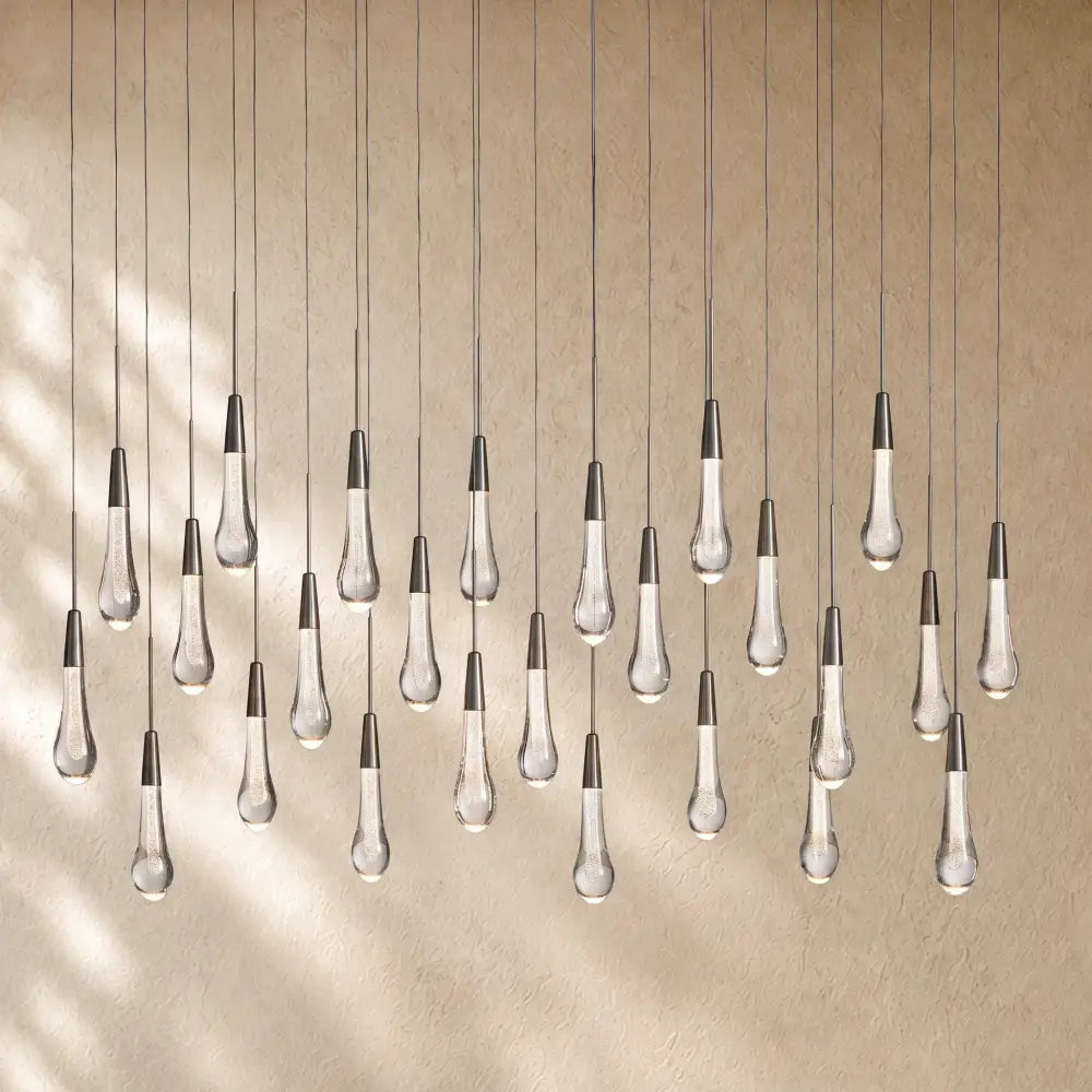 Soltairan Linear Chandelier - Raindrop Pendant Lighting - 50” 25-Light / Black