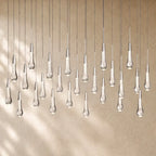 Soltairan Linear Chandelier - Raindrop Pendant Lighting - 50” 25-Light / Nickel