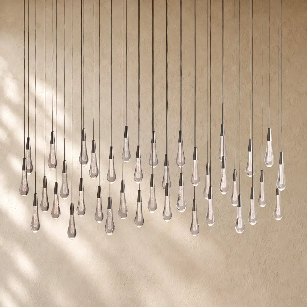 Soltairan Linear Chandelier - Raindrop Pendant Lighting - 60’’ 38-Light / Black
