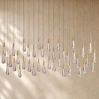Soltairan Linear Chandelier - Raindrop Pendant Lighting - 60’’ 38-Light / Brass