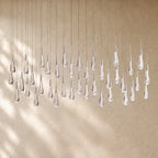 Soltairan Linear Chandelier - Raindrop Pendant Lighting - 60’’ 38-Light / Nickel