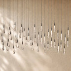 Soltairan Linear Chandelier - Raindrop Pendant Lighting - 70” 42-Light / Black