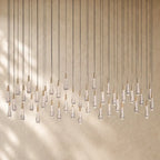 Soltairan Linear Chandelier - Raindrop Pendant Lighting - 70” 42-Light / Brass