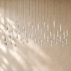 Soltairan Linear Chandelier - Raindrop Pendant Lighting - 70” 42-Light / Nickel