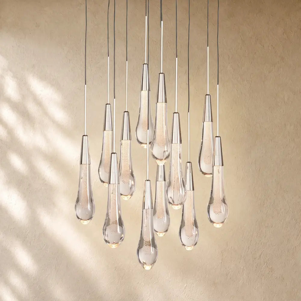 Soltairan Round Chandelier 17’’ 24’’ 36’’ 48’’ 58’’ - 12-Light 17’’ / Nickel