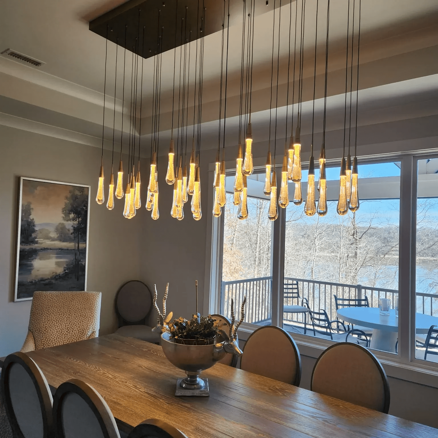 Soltaire Glass Linear Chandelier Lighting 37'' 50'' 70'' 87"W 120"W - fovolighting