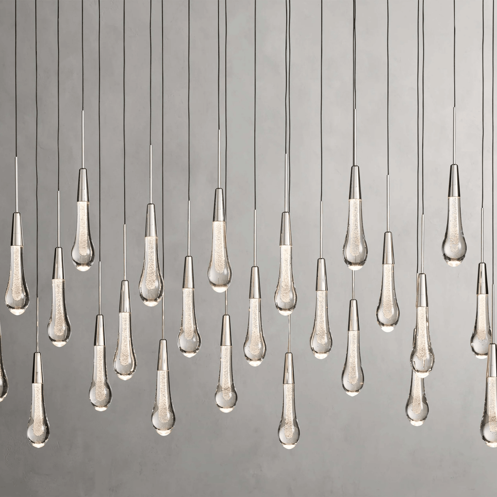Soltaire Glass Linear Chandelier Lighting 37'' 50'' 70'' 87"W 120"W - fovolighting