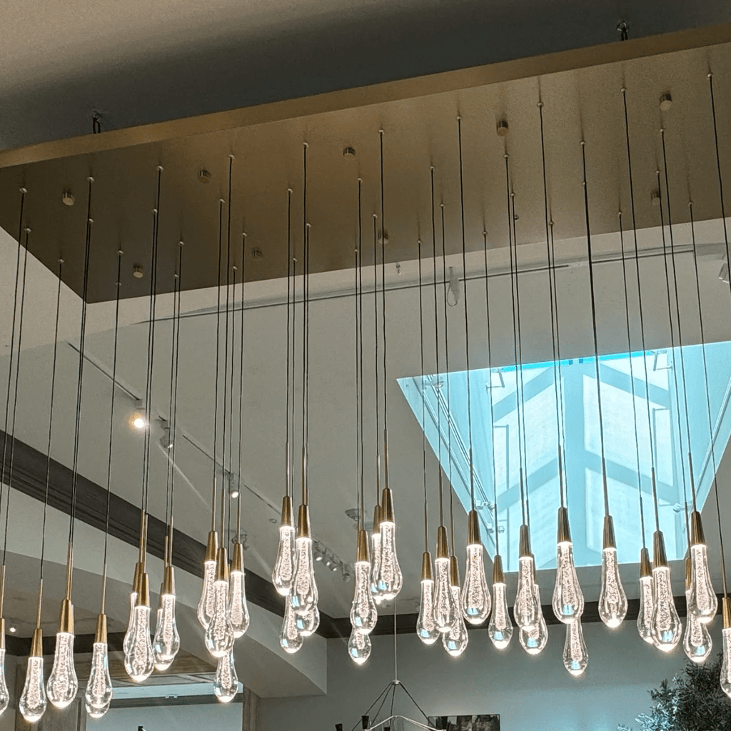 Soltaire Glass Linear Chandelier Lighting 37'' 50'' 70'' 87"W 120"W - fovolighting