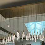 Soltaire Glass Linear Chandelier Lighting 37'' 50'' 70'' 87"W 120"W - fovolighting