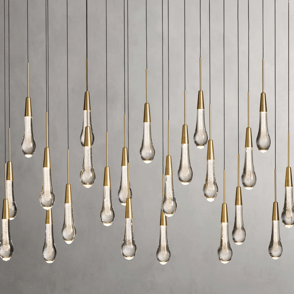 Soltaire Glass Linear Chandelier Lighting 37'' 50'' 70'' 87"W 120"W - fovolighting