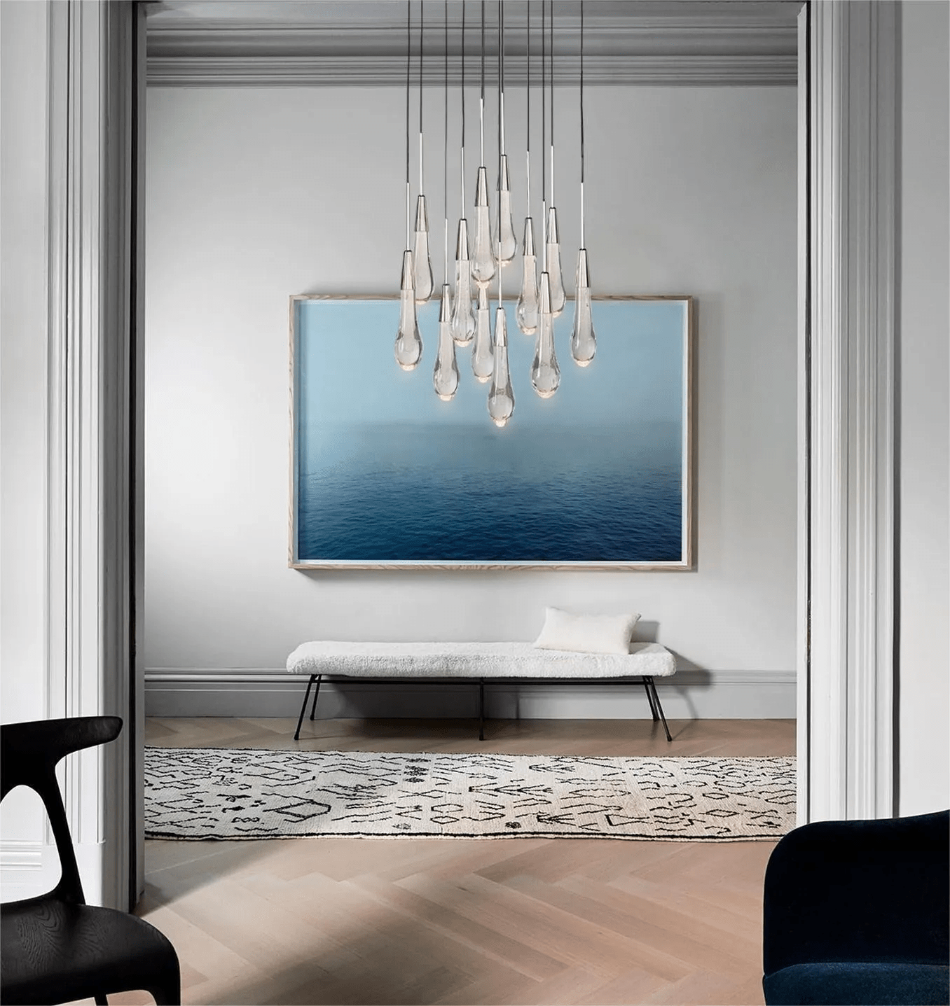 Soltaire Glass Linear Chandelier Lighting 37'' 50'' 70'' 87"W 120"W - fovolighting