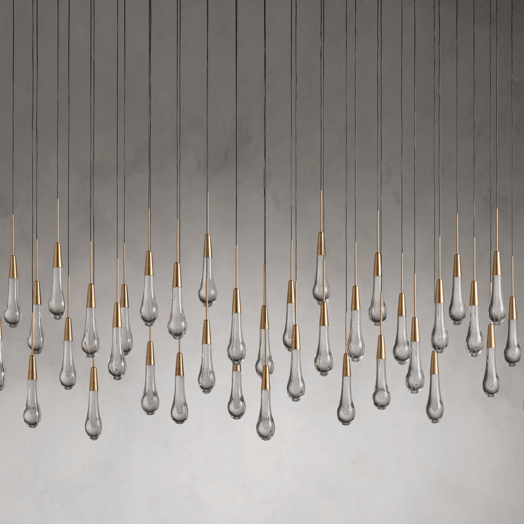 Soltaire Glass Linear Chandelier Lighting 37'' 50'' 70'' 87"W 120"W - fovolighting