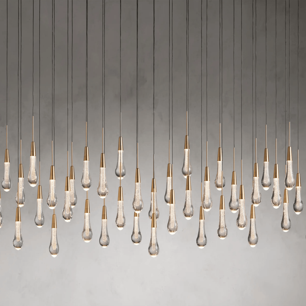 Soltaire Glass Linear Chandelier Lighting 37'' 50'' 70'' 87"W 120"W - fovolighting