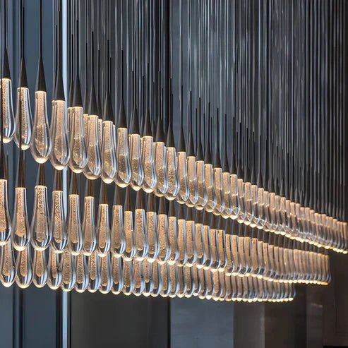Soltaire Glass Linear Chandelier Lighting 37'' 50'' 70'' 87"W 120"W - fovolighting