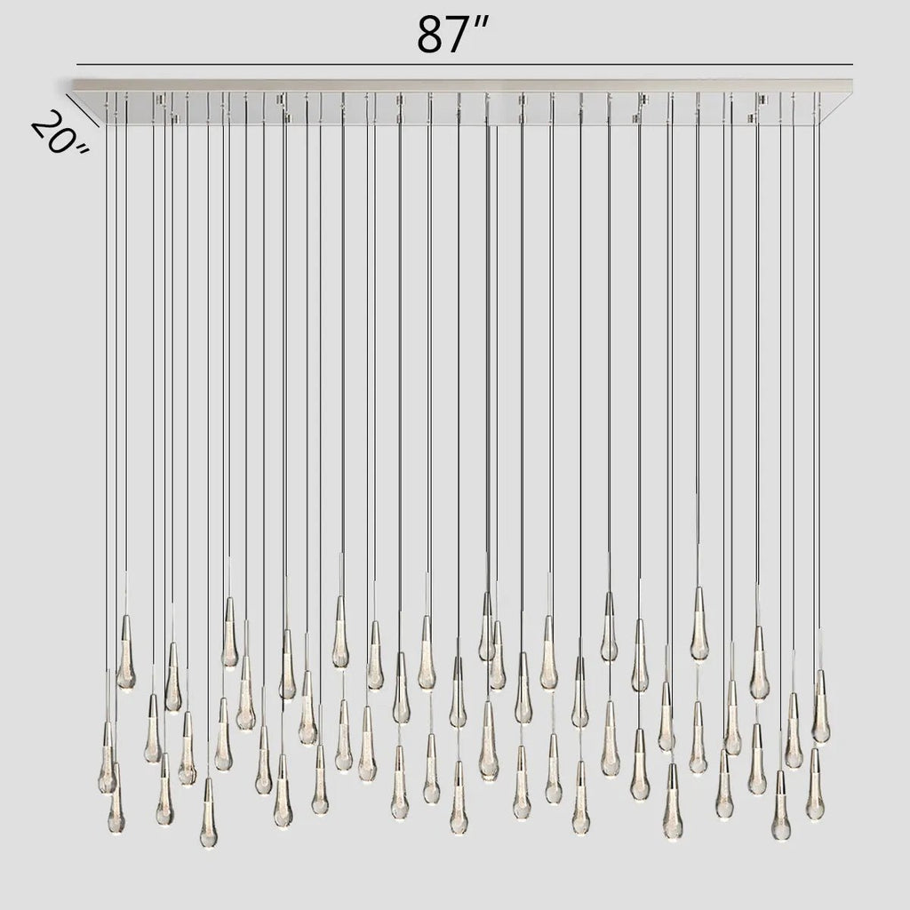 Soltaire Glass Linear Chandelier Lighting 37'' 50'' 70'' 87"W 120"W - fovolighting