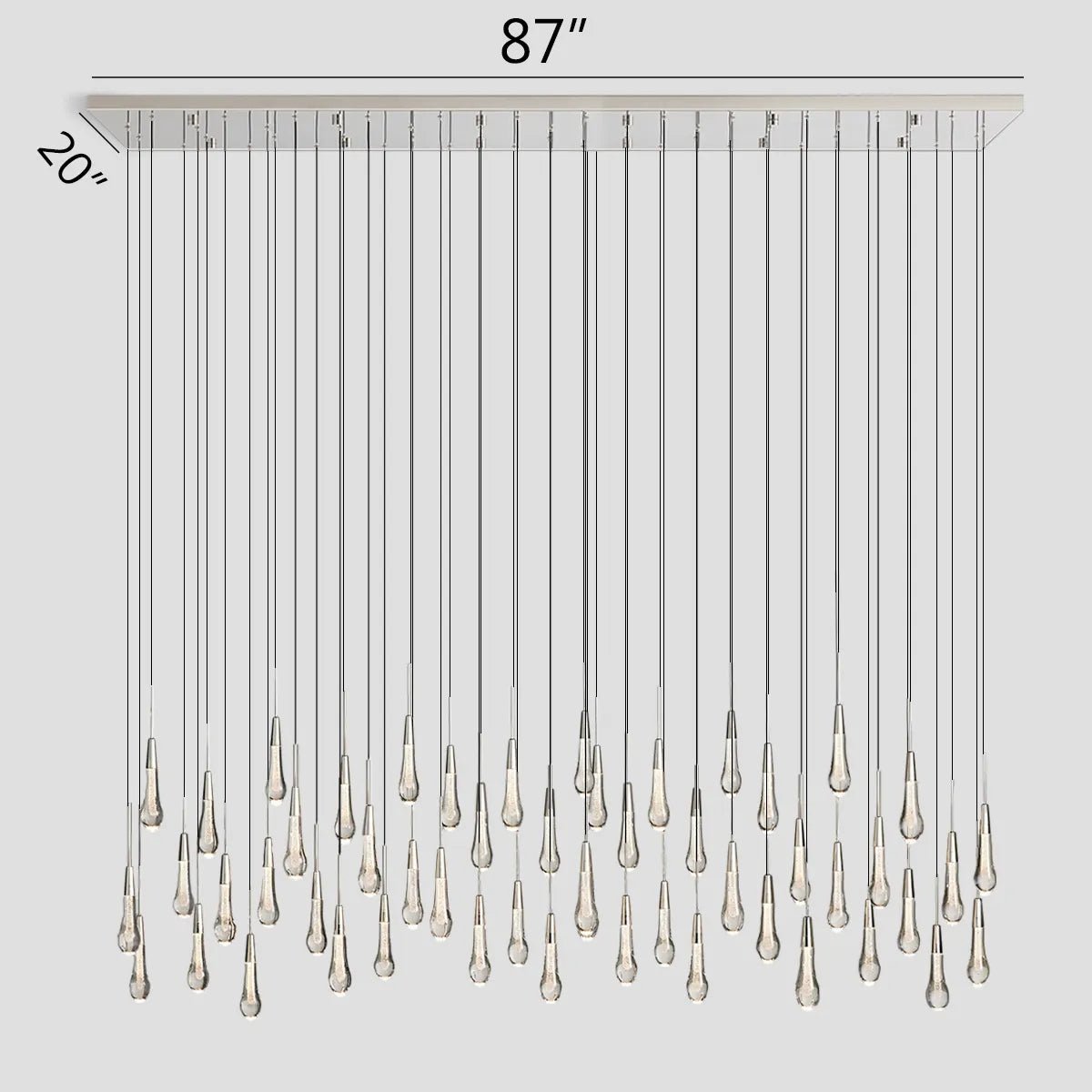 Soltaire Glass Linear Chandelier Lighting 37'' 50'' 70'' 87"W 120"W - fovolighting
