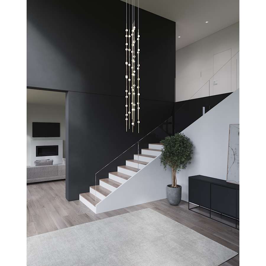 Sonne Constellation 12" Wide 55 - Light LED Chandelier Satin Brass - fovolighting