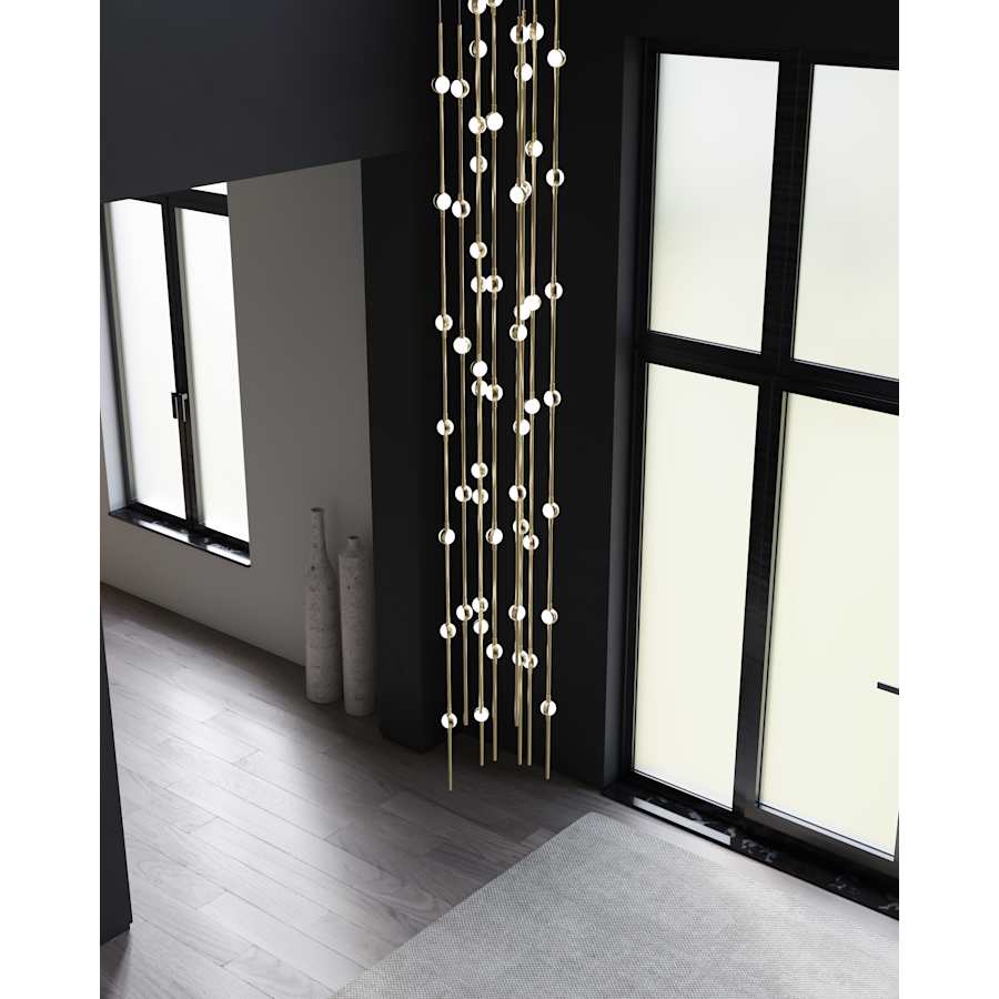 Sonne Constellation 12" Wide 55 - Light LED Chandelier Satin Brass - fovolighting