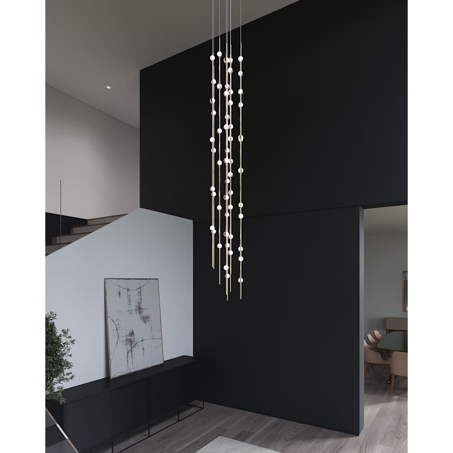 Sonne Constellation 12" Wide 55 - Light LED Chandelier Satin Brass - fovolighting