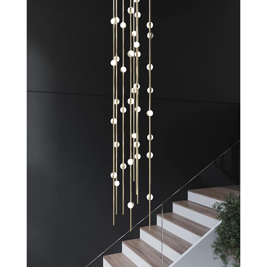 Sonne Constellation 12" Wide 55 - Light LED Chandelier Satin Brass - fovolighting