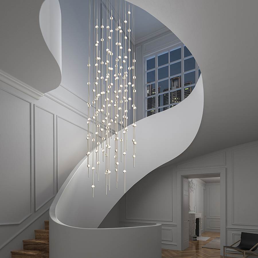 Sonne Constellation 25in Wide Modern LED Chandelier Satin Brass - fovolighting