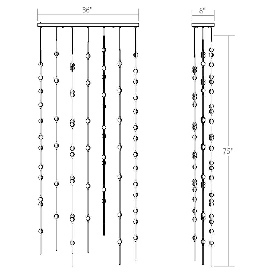 Sonne Constellation 36in Wide Beaded LED Chandelier Satin Nickel - fovolighting