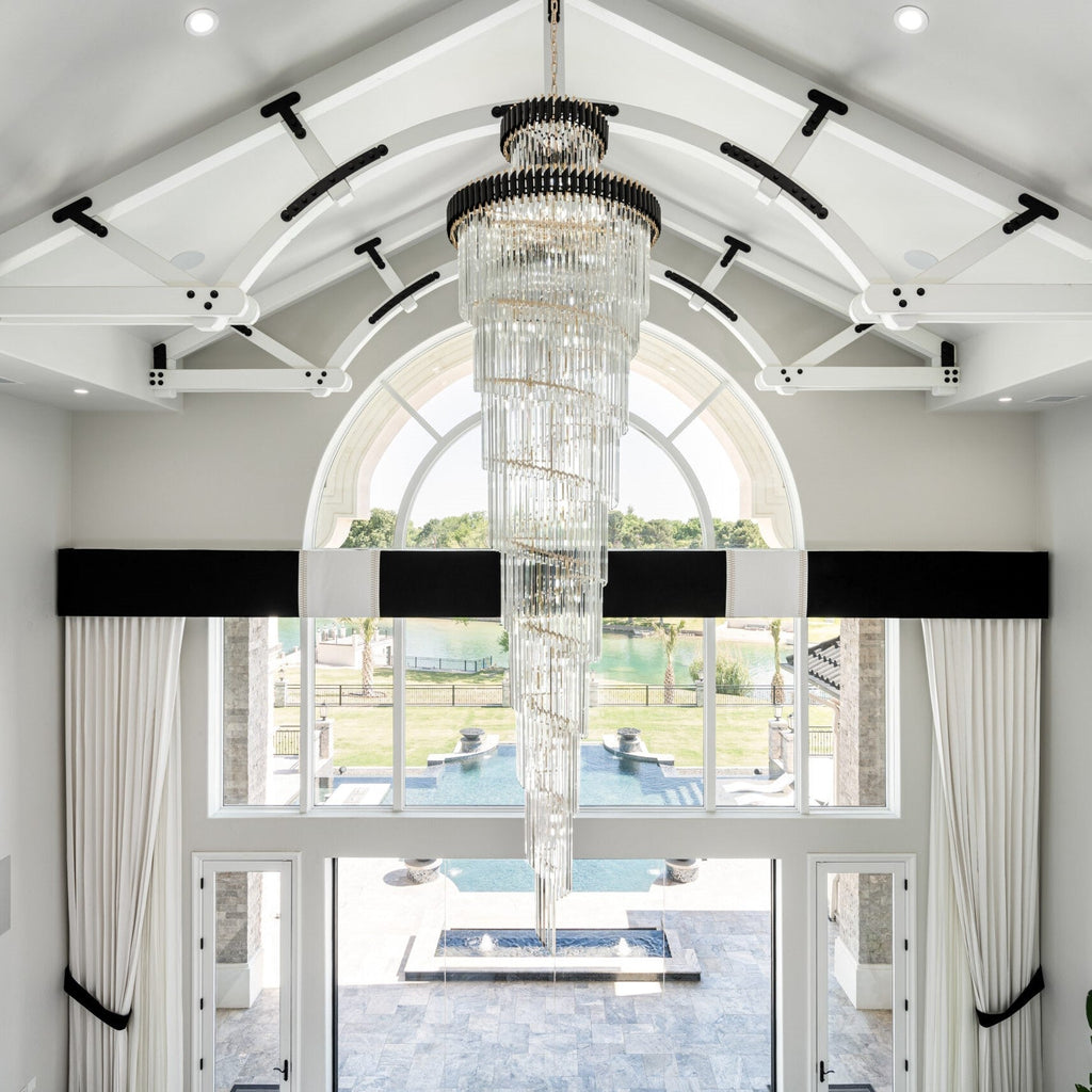 Spiral Crystal Chandelier For Foyer/ Staircase - fovolighting