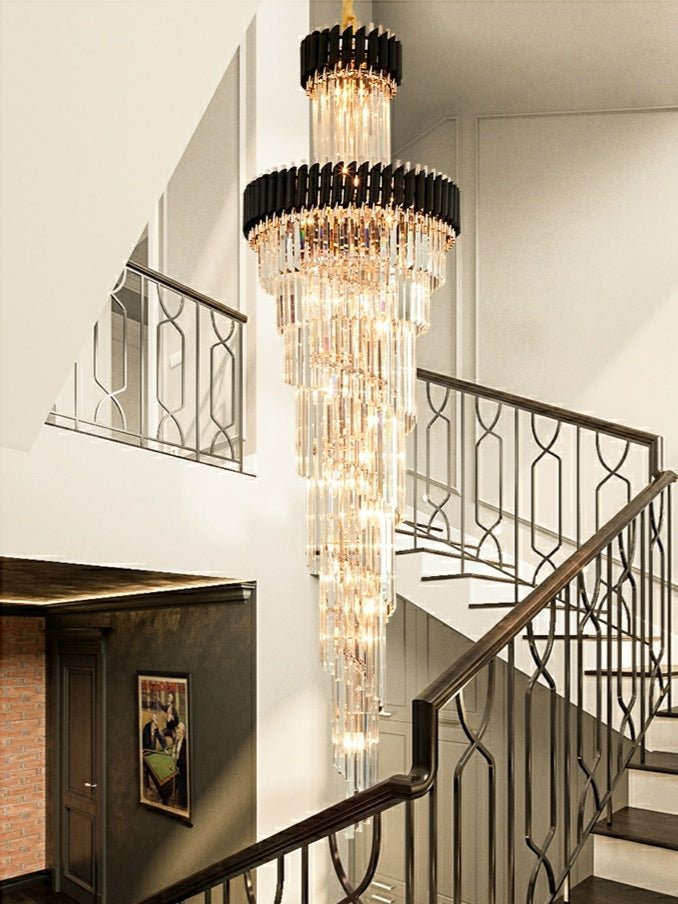 Spiral Crystal Chandelier For Foyer/ Staircase - fovolighting
