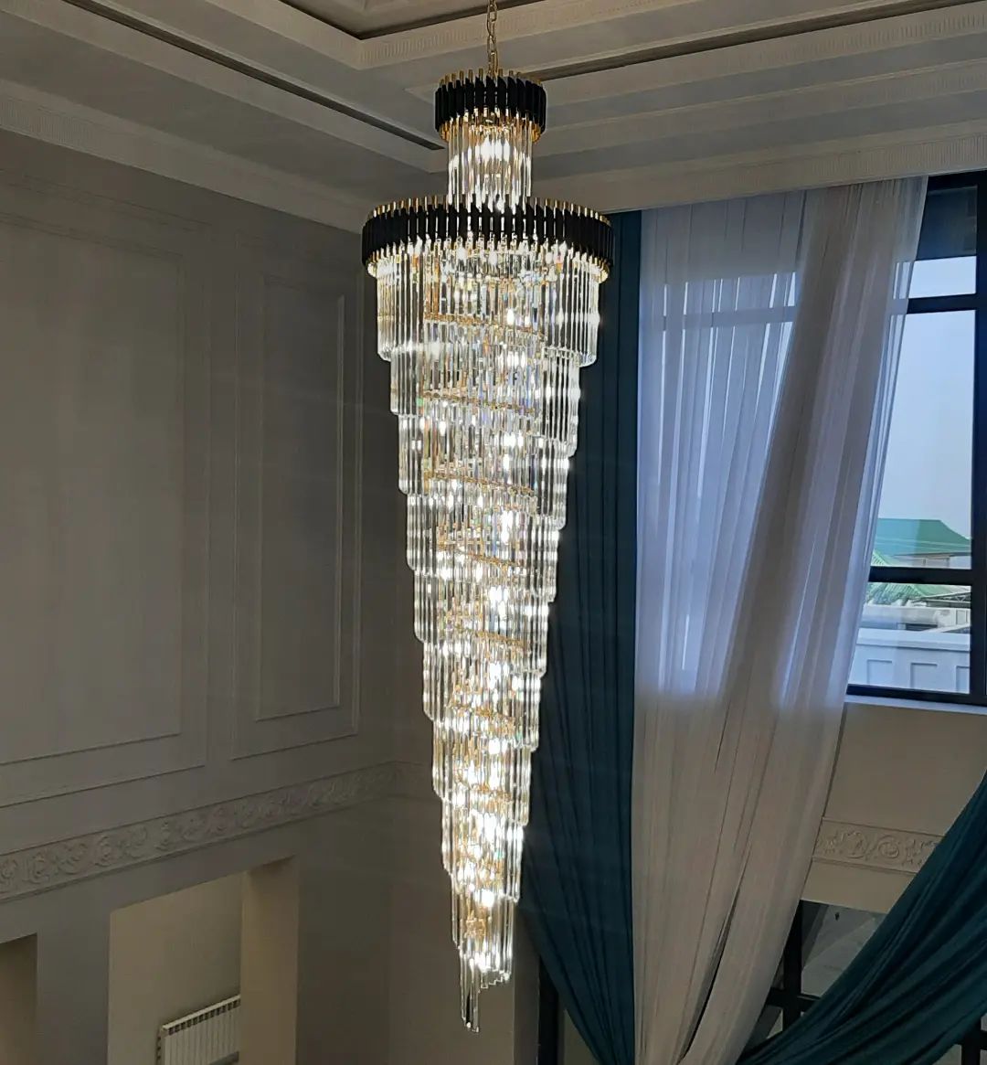 Spiral Crystal Chandelier For Foyer/ Staircase - fovolighting