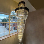 Spiral Crystal Chandelier For Foyer/ Staircase - fovolighting