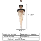 Spiral Crystal Chandelier For Foyer/ Staircase - fovolighting