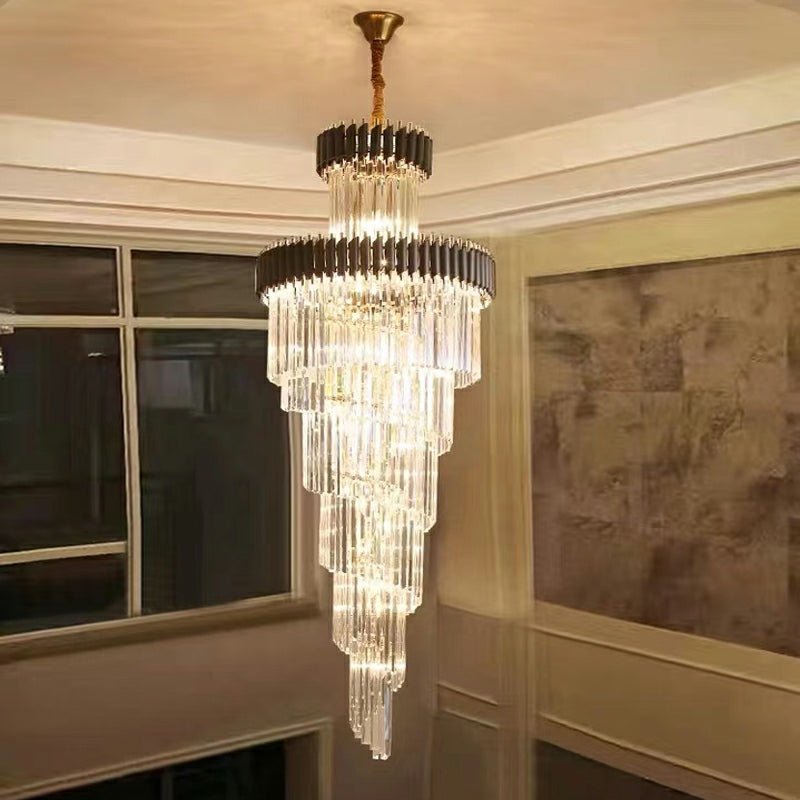 Spiral Crystal Chandelier For Foyer/ Staircase - fovolighting