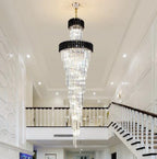 Spiral Crystal Chandelier For Foyer/ Staircase - fovolighting