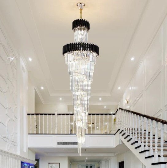 Spiral Crystal Chandelier For Foyer/ Staircase - fovolighting