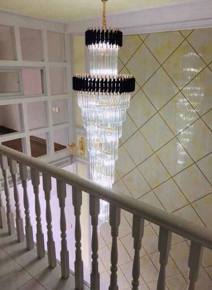 Spiral Crystal Chandelier For Foyer/ Staircase - fovolighting