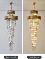 Spiral Crystal Chandelier For Foyer/ Staircase - fovolighting