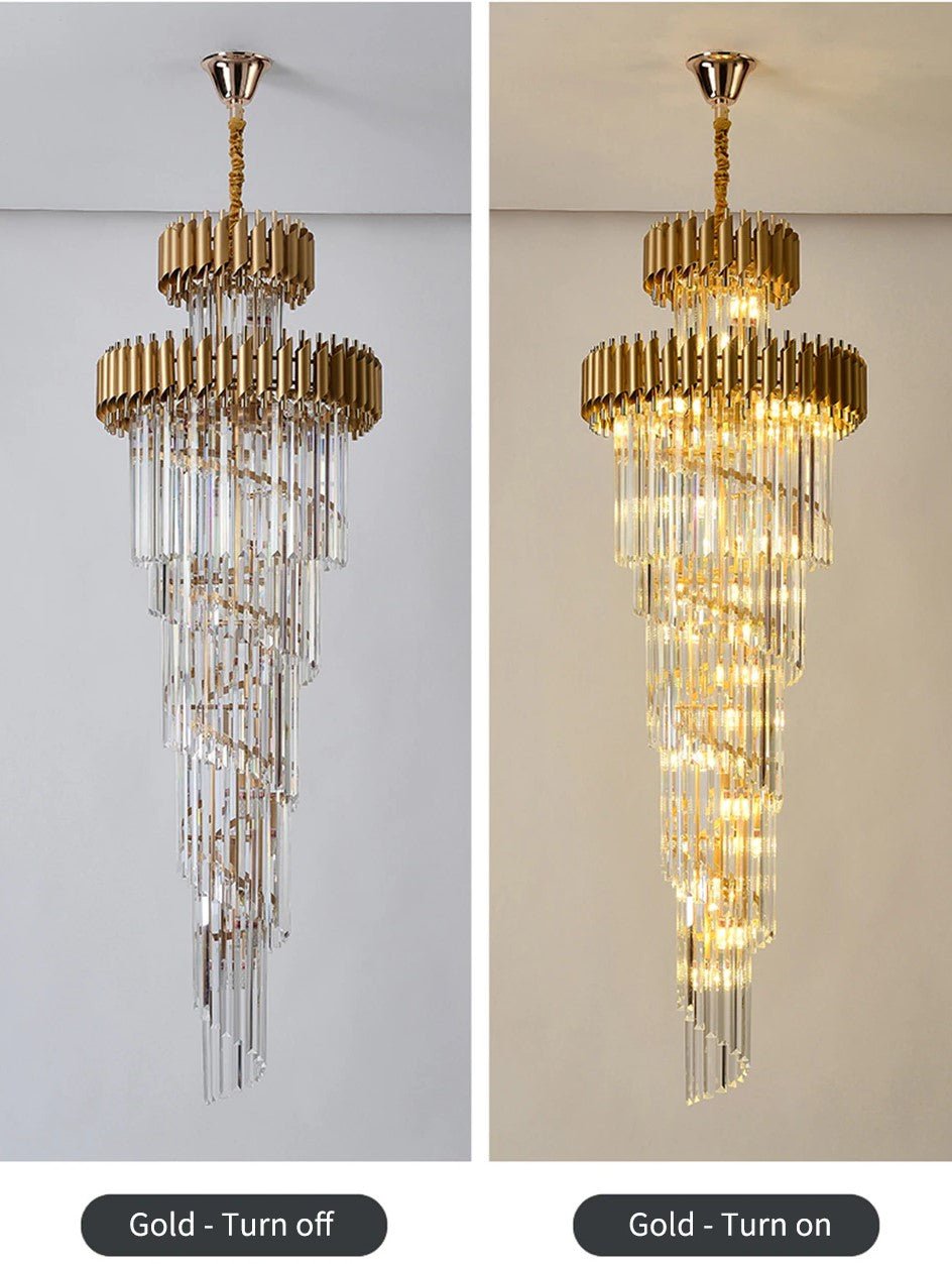 Spiral Crystal Chandelier For Foyer/ Staircase - fovolighting