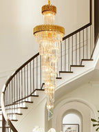Spiral Crystal Chandelier For Foyer/ Staircase - fovolighting