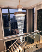 Spiral Crystal Chandelier For Foyer/ Staircase - fovolighting