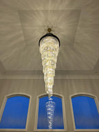 Spiral Crystal Chandelier For Foyer/ Staircase - fovolighting