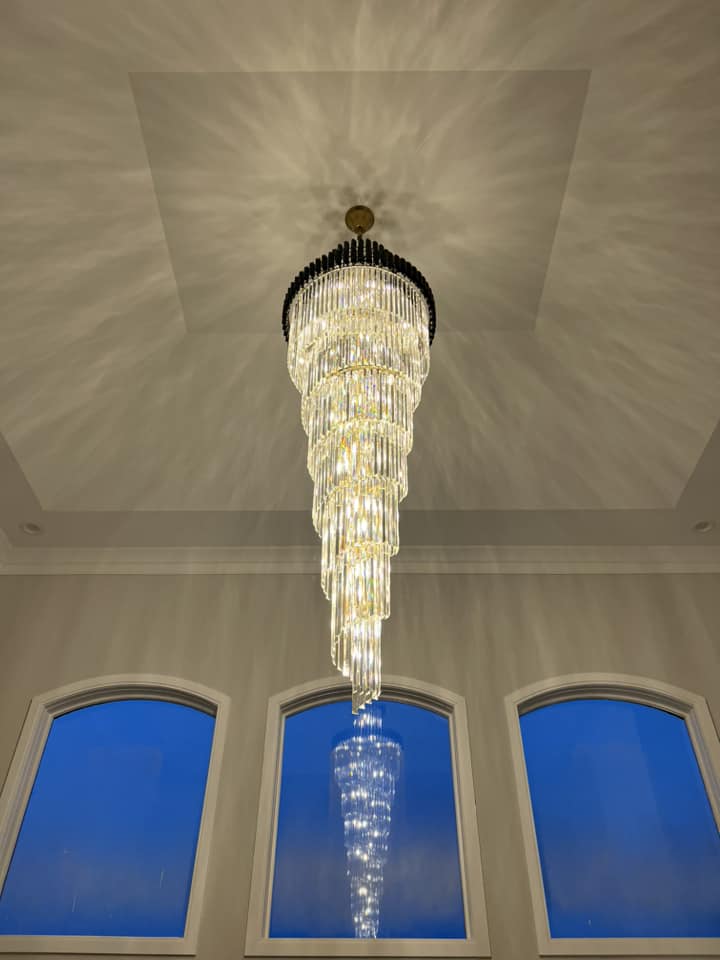 Spiral Crystal Chandelier For Foyer/ Staircase - fovolighting