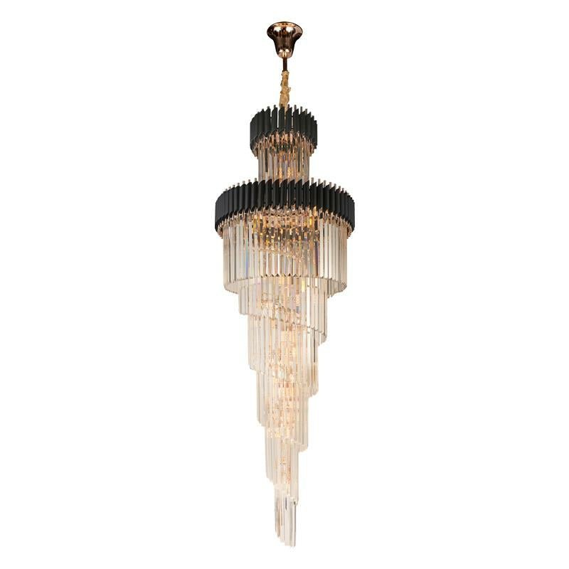 Spiral Crystal Chandelier For Foyer/ Staircase - fovolighting