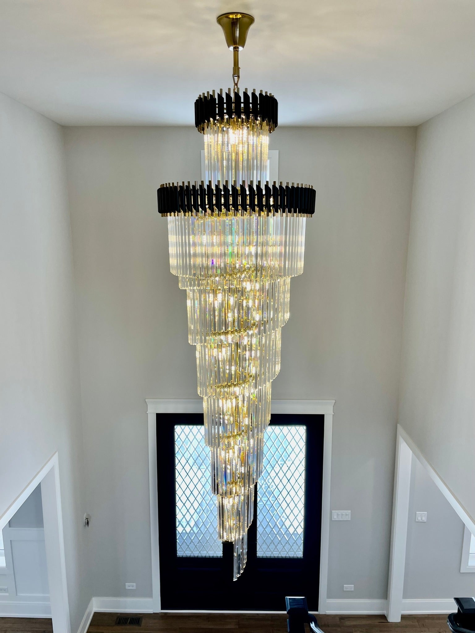 Spiral Crystal Chandelier For Foyer/ Staircase - fovolighting