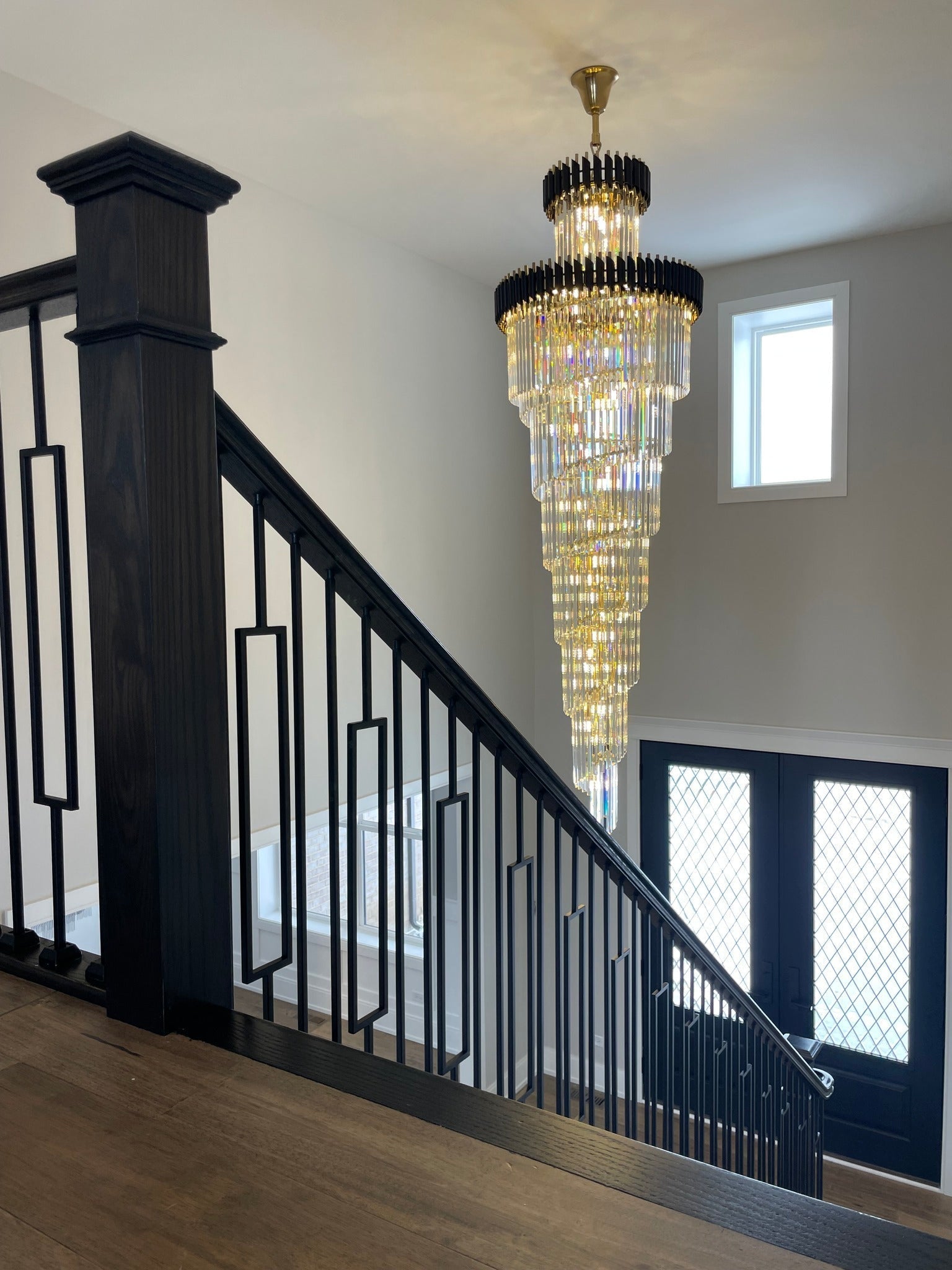 Spiral Crystal Chandelier For Foyer/ Staircase - fovolighting