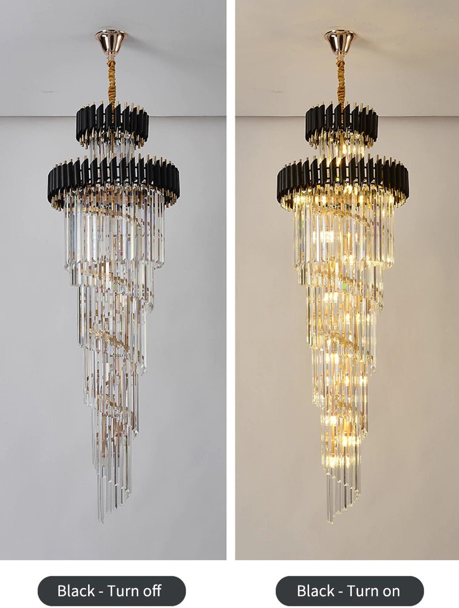 Spiral Crystal Chandelier For Foyer/ Staircase - fovolighting